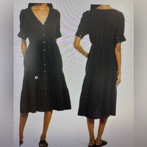 Madewell Lightspun Button-Front Tiered Midi Dress